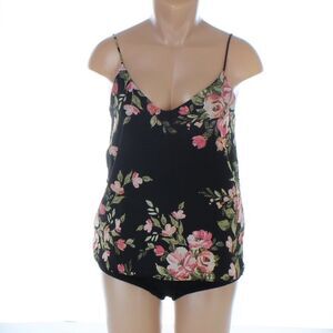 Socialite Black Rose Floral Cami Top NWT